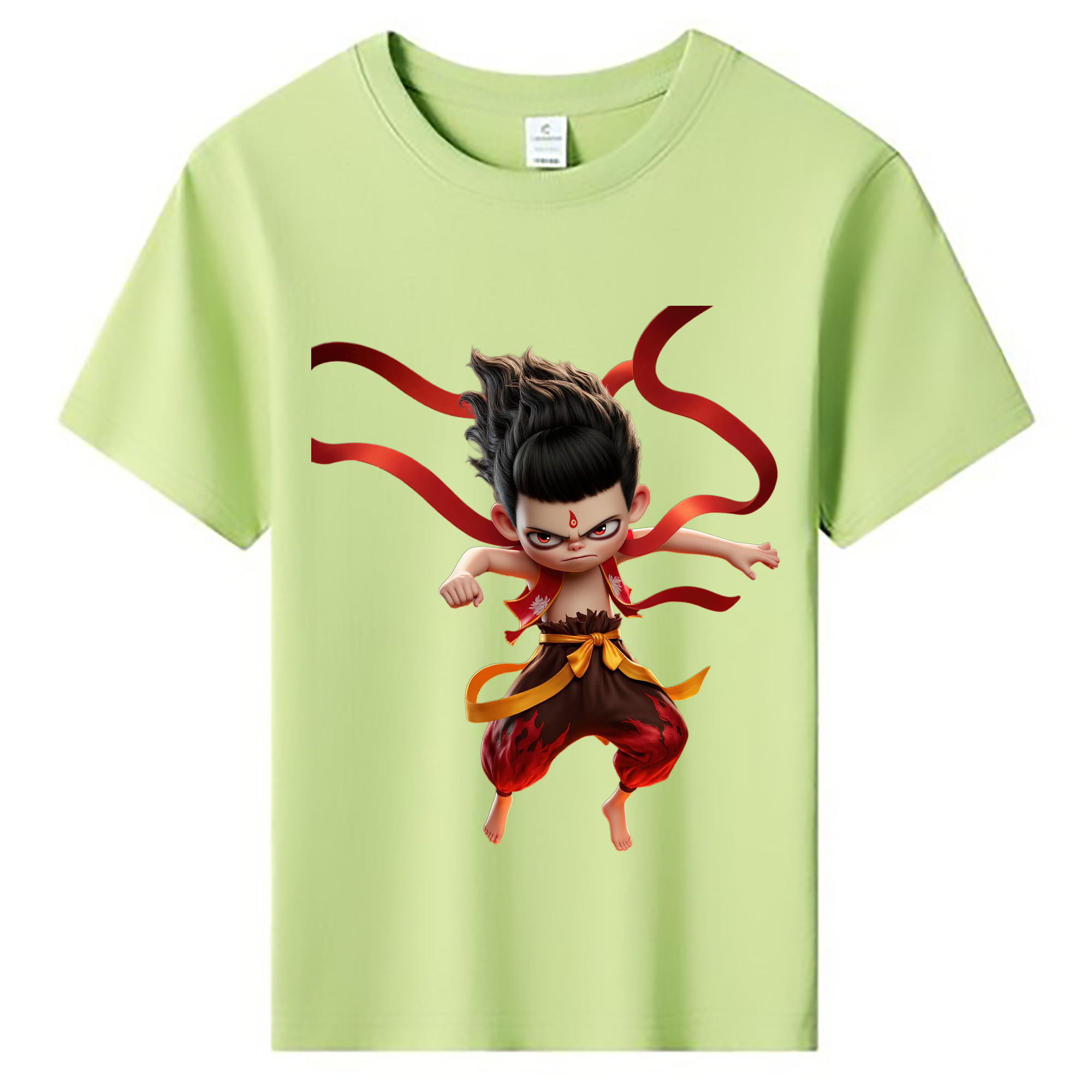 （画像用） Ne Zha 2 ナタ 魔童の大暴れ 綿100％キッズTシャツ（フロントプリント）
